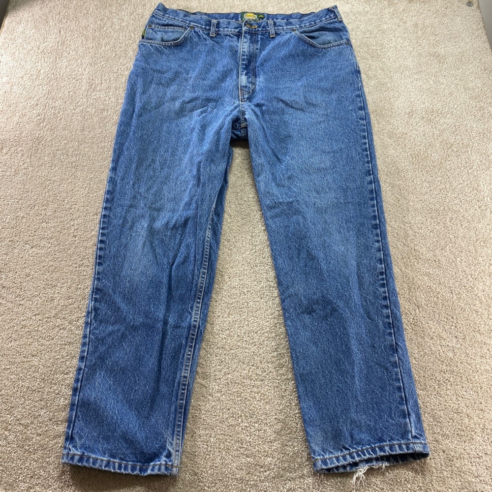 Cabelas Jeans Mens 40 Short Blue Medium Wash Straight Leg Denim Cotton Rugged
